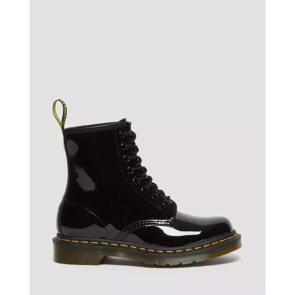 Dr. Martens 1460 Women’s 6 Black Patent Leather Lace Up Platform Boots Mid Calf